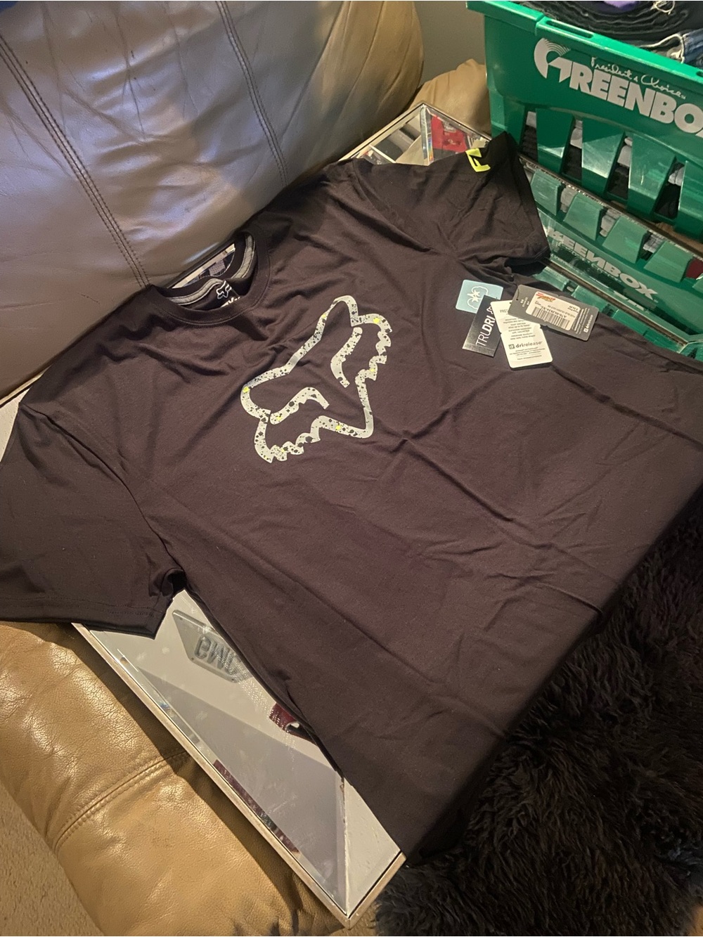 Fox Black Tee with Silver Outline Fox Head Logo